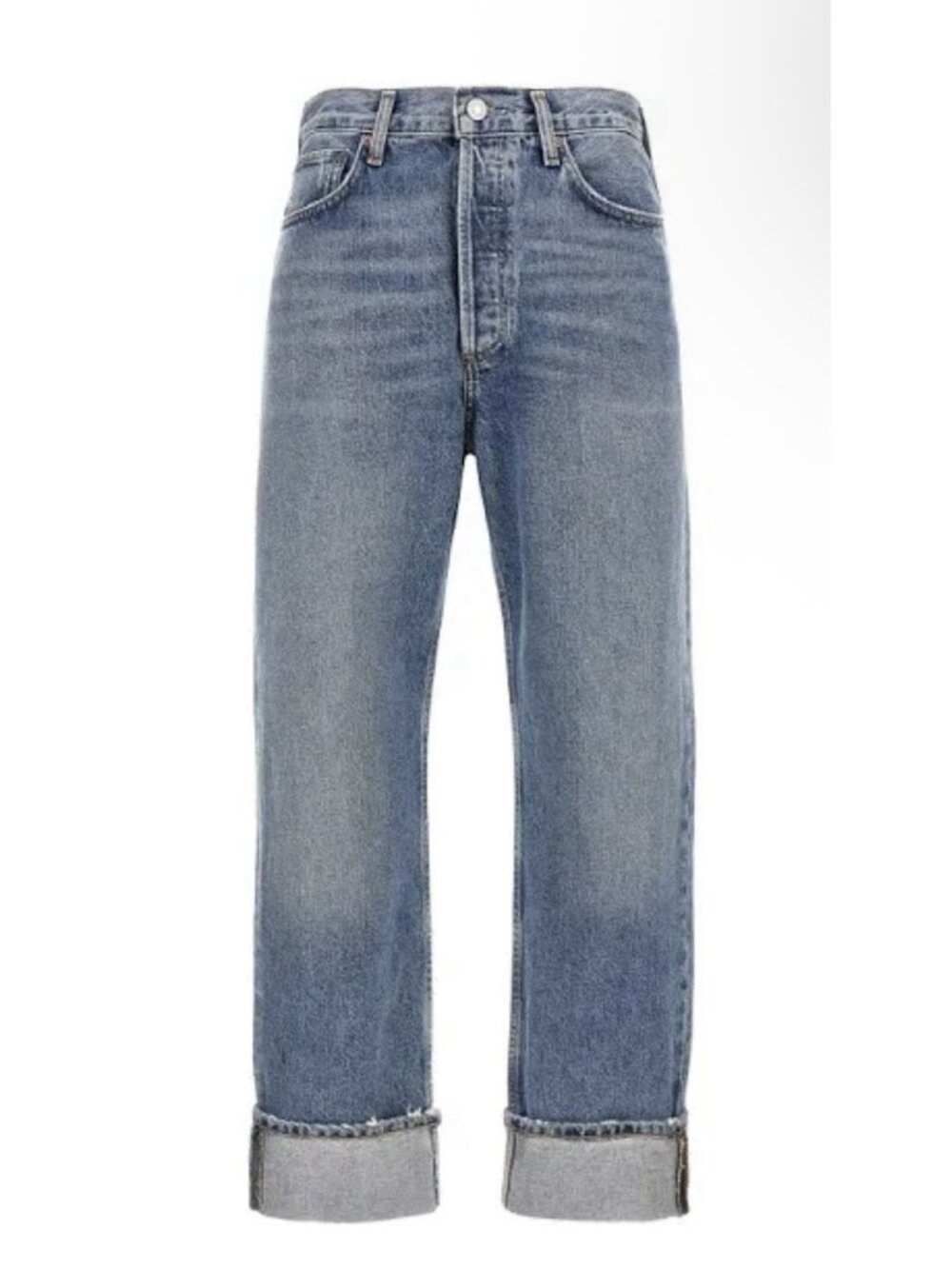 Agolde Straight Leg Jeans in Classic Blue Denim